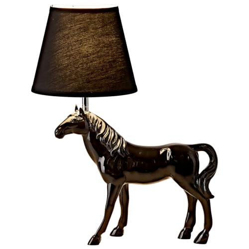 Flashine Black 22" Tall Resin Horse Lamp 3 Color Adjustable Desk Lamp Horse Statue with Fabric Shade for Bedside Bedroom Nightstand Study Room at Amazon