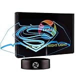 3D Optical Illusion Night Light - 7 LED Color Changing Lamp - Cool Soft Light Safe For Kids - Solution For Nightmares - DC Comics Justice League Batman and Superman