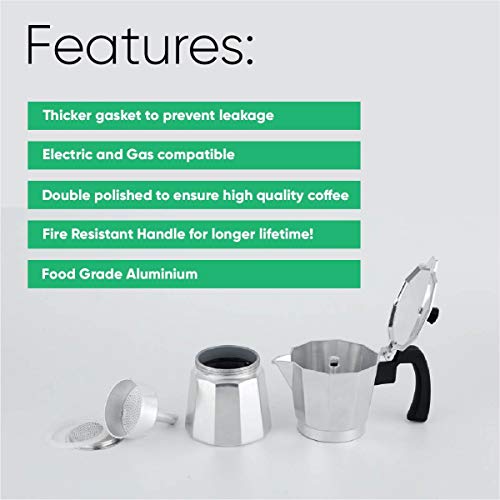 6 Cup Moka Pot - Stovetop Espresso Maker - Sisitano