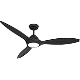 Casablanca - Surea Indoor/Outdoor Ceiling Fan With Light, Remote, 56-inch, Matte Black, Modern-style, 6-speed DC Motor, Energ