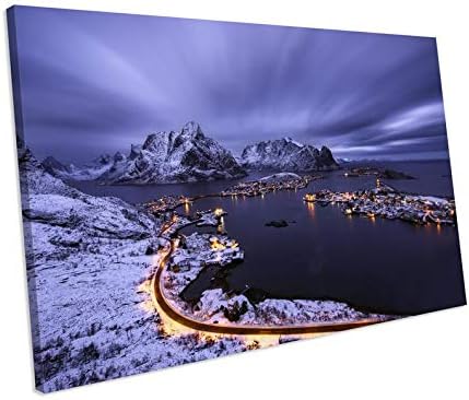 UKSILYHEART Unframe Canvas Printing Wall Decor Lofoten Islands Norway Sunset Canvas Wall Art Wall Decoration for Living Room/Bed Room
