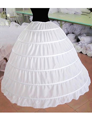 generic women's 6 hoop wedding ball gown bone crinoline petticoat(white, st-1189)