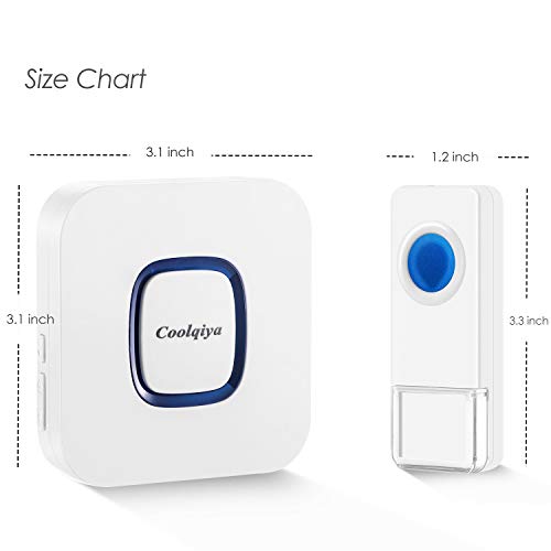 Coolqiya Wireless Doorbell Chime Waterproof Remote Door Bell Button Ring for Home, No Battery Required for Receiver 52 Ringtones, 1 Transmitter + 2 Receivers