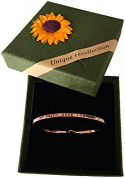 Inspirational Bracelet with FREE ELEGANT GIFT BOX rose color with Faith Hope Love mantra (Great for medium and small size wrists)