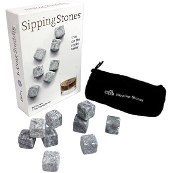 Sipping Stones Whisky Chilling Rocks- 9 Piece Grey Whiskey Stones- FDA Approved Pure Soapstone