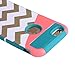 iphone 6 case,BAISRKE[2in1] Heavy Duty Hybrid Hard Case for Apple Iphone 6, 6s, 6g, 6th Generation,Powder Blue Mint Teal and Coral Pink Split Chevron Design Cover (Teal Silicone Shell)