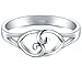 925 Sterling Silver Ring, Boruo Two Hearts Linked High Polish Tarnish Resistant Comfort Fit Ring Size 4-12