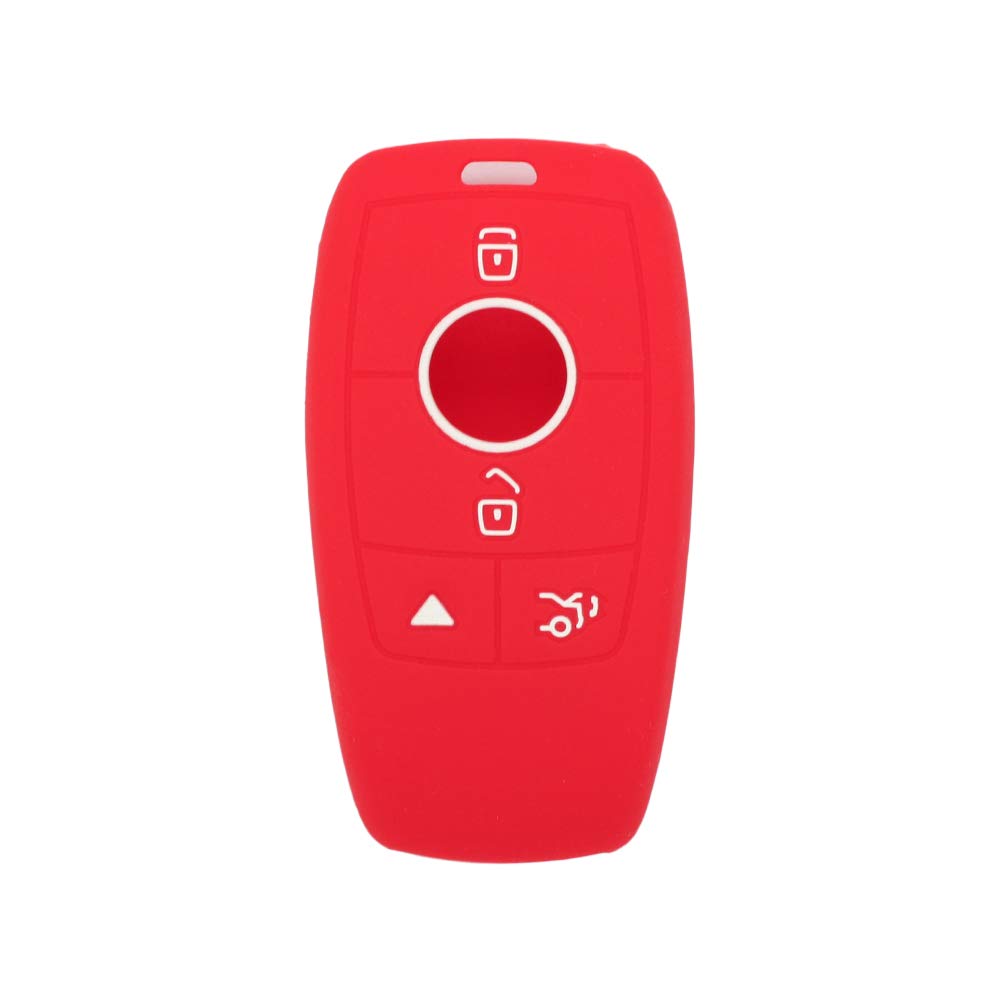 BROVACS Silicone Cover Protector Case Holder Skin Jacket Compatible with MERCEDES BENZ E200 E300 E400 4 Button Smart Remote Key Fob CV2952 Red