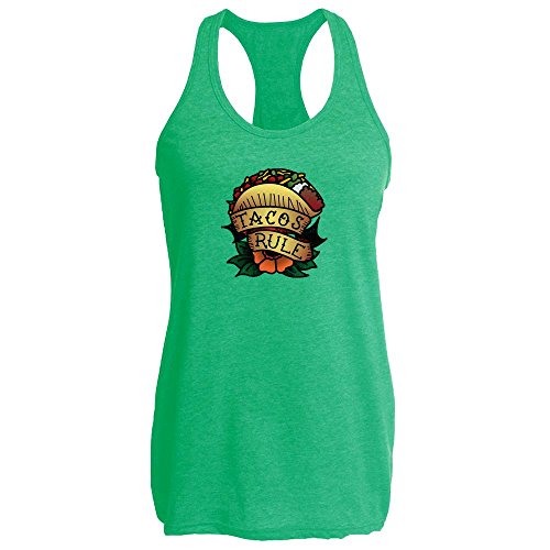 Pop Threads Tacos Rule Retro Tattoo Heather Kelly M Womens Tank Top