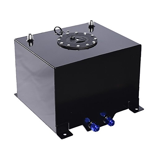 8-Gallon Universal Fuel Cell Gas Tank Aluminum Polished Racing Street Drift Strip Fuel Cell Tank with Level Sender Black