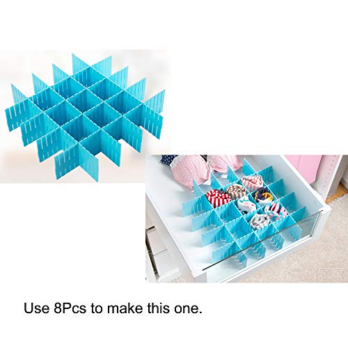 SANGAITIANFU 4 Pcs DIY Plastic Thickening Grid Drawer Divider Separators Household Storage Housing Spacer Sub-Grid Finishing Shelves Random Color for Home Kitchen Bathroom Office (Blue)