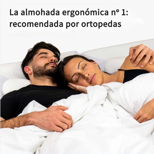 2 en 1 Almohada Memory Foam, Almohada Cervical para Aliviar el Dolor de Cuello, Contorno Ergonómico para el Dolor de Cuello, para Quienes Duermen de Lado Boca Arriba y Boca Abajo (58*38*12cm)
