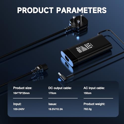 200W Laptop Charger Compatible With HP Omen Pavilion Gaming Victus Zbook | Omen Pavilion Gaming Victus 15 16 17 Zbook 15 17 Envy 15 15u TPN-DA10 TPN-LA20 TPN-LA21 L00818-850 L00895-003 ADP-200HB B
