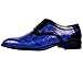 Bolano Mens Exotic Snake Printed Plain Toe Oxford Dress Shoe In Royal Blue and Black: Style Cobra-052