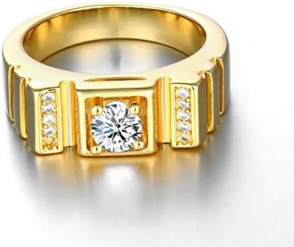 Men's Fashion Band Rings with Round Cubic Zirconia CZ- Yellow Gold
