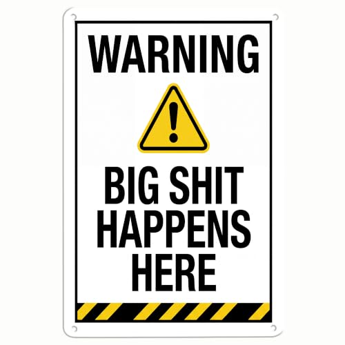 Funny Bathroom Tin Sign 8x12 Inch, Warning Big Things Happen… at Amazon