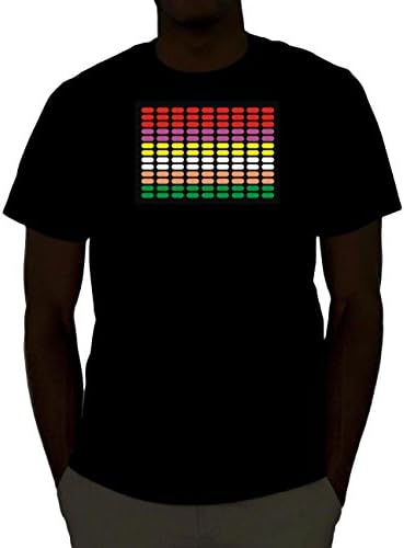 FLASHWEAR Men's Sound Activated Real LED Light up Equalizer T-Shirt (XX-Large, Raver)
