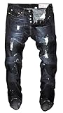 MR. R Men's Button Fly Slim Ripped Distressed Denim Jeans