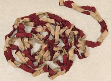 Red Tan Fabric Loops Wool Garland Country Primitive Christmas Holiday Décor