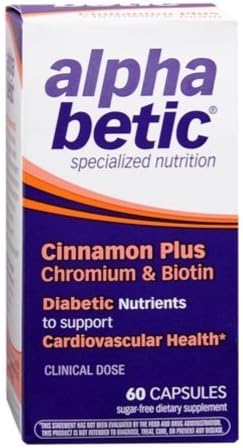 Alpha Betic Cinnamon Chromium And Biotin Caplets For Daibetic Health - 60 Ea