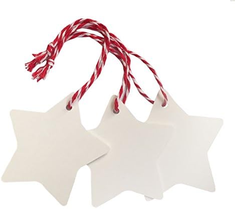 Doutop Gift Tags Christmas Star Paper Tags White with Twine Vintage Thick Kraft Card Handmade Labels Favours Brown Price Tags with Jute Twine String 2000cm