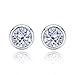 14K White Gold 5mm Round Cubic Zirconia Bezel Screwback Stud Earrings