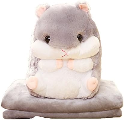 New Women's Girls Pretty 3D Pom Pom Plush Stuffed Cute Hamsters Bunny Hare Doll Magical Animal Shape Bolster Coral Velvet Winter Warm Stuffed Lambswool Sheep Bed Nursery Decoration Gift for Kids