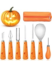 FEONRJIEY Halloween Pumpkin Carving Kit with Carrying Bag, Pumpkin Carving Tools, Professional Heavy Duty Stainless Steel Tools, 7 Piece Pumpkin Carving Set for Kids and Adults