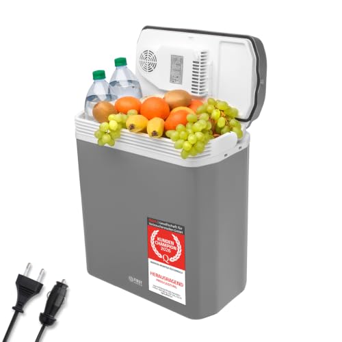 TZS First Austria - Kühlbox 24L elektrisch 12V 230V Anschluss für Auto & Steckdose - Thermoelektrische Cool Box kühlt & wärmt - Mini Kühlschrank mit G