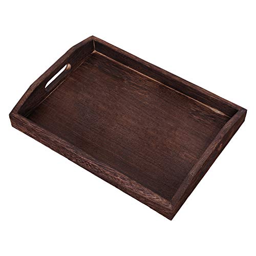 image for Comfify Rustic Wooden Serving Trays with Handle – Set of 3 – Large