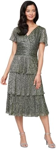 alex evenings petite dresses amazon Amazon.com: Alex Evenings Women's Stretch Crepe Dress with Puff Shoulder Elbow Sleeves, Tucked Waist Detail and Cascade Ruffle, Floor Length : Clothing, Shoes & Jewelry