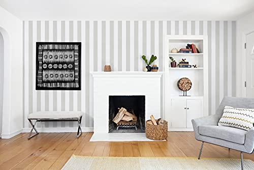 Guvana Gray and White Wallpaper Stripe Peel and Stick Wallpaper Self-Adhesive Contact Paper 118\