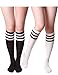 HASLRA Women's Knee High Socks 2 Pairs (Triple Stripe Mix)