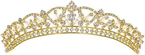 Crystal Beads Flower Prom Bridal Wedding Tiara Crown Gold Plated T1182