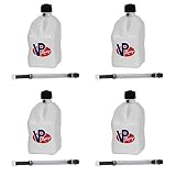 4 Pack VP 5 Gallon Square White Racing Utility Jugs with 4 Deluxe Filler Hoses
