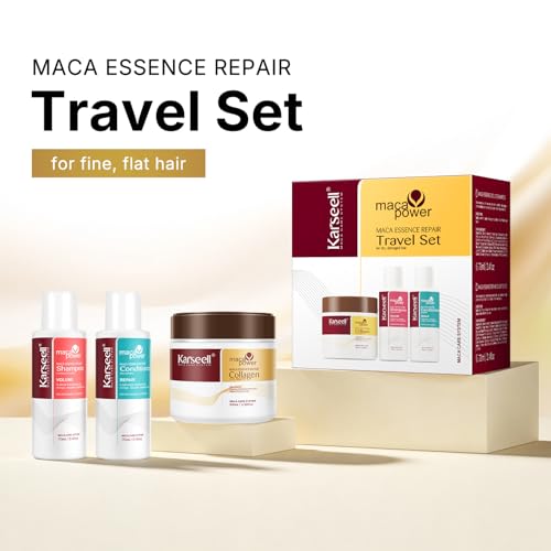 Karseell Travel Shampoo and Conditioner Set With Collagen Hair Mask, 3 Piece Carry On Vacation Kit, 70 Ml 70 Ml 100 Ml