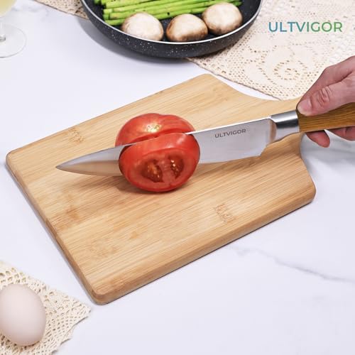 ULTVIGOR Jogo de Facas 5 Peças, 4CR13 Aço Inoxidável Afiado e Durável, Cabos antiderrapante, Corte Preciso para Cozinhas Domésticas, Inclui Faca de Chef, Santoku