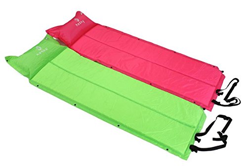 Outdoor Camping Hiking Inflatable Cushion Folding Sleeping Bed Mat Mattress [US Warehouse] by ShopIdea (Pink) - Thumbnail 2