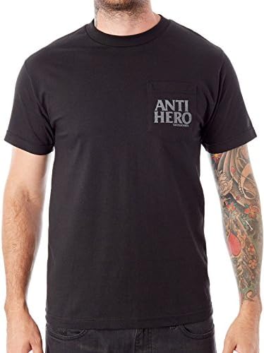 Antihero Skateboards Black Hero Pocket Tee - Black/Reflective (X Large)