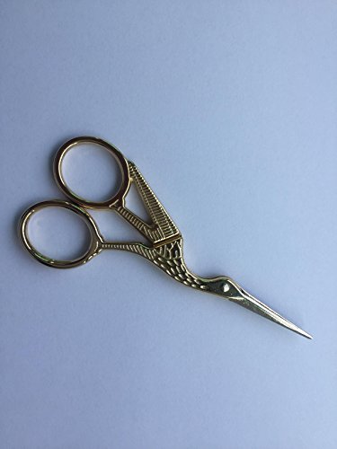Stork Scissors - 4.527 inch, gold Sewing Scissors Small Sharp for Crafting, Art Work, Threading, Needlework& Stainless Steel Tiny Detailed decorative Scissors