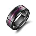 ENHONG 8mm Stainless Steel Matte Brushed Wedding Band Rings for Men,Black Blue Purple Gold Colors Available
