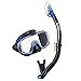 TUSA Sport Adult Visio Tri-Ex Black Series Mask and Dry Snorkel Combo, Black/Metallic Blue