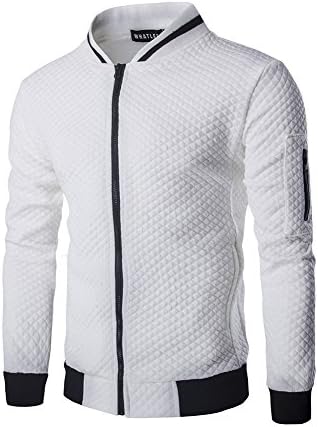 SHDAS Men's Slim Fit Zip Up Square Pattern Quilted Bomber Jacket