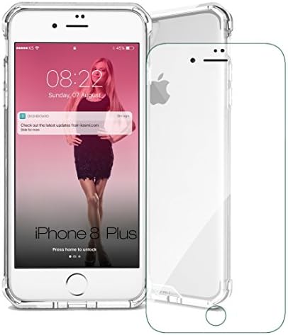 Kssmi iPhone 7 Plus iPhone 8 Plus Crystal Clear Transparent Case Ultra Thin Hybrid Air Cushion Shock Absorption Drop Protection Scratch Resistant Hard PC Cover Soft TPU Bumper (Clear)