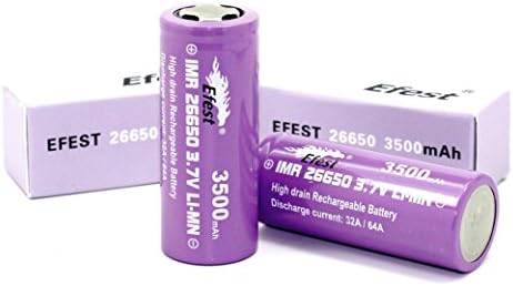 2 EFST IMR 18650 2500 mAh 3.7V LI-MN High Drain Rechargeable Battery, Flat Top, 35 AMPS