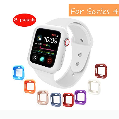 V1TAKE Compatible with Apple Watch Case Series 4 40mm, [8 Color Pack] Soft TPU Shock Proof and Shatter-Resistant Protective Bumper Protector Case Replacement for iWatch Series 4 ([8 pack] TPU-B, 40mm)