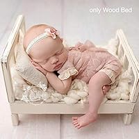 Newborn Props Photography Cot Baby Photo Small Wooden Bed Posing Baby Photography Props Cot Baby Photo Studio Props for Photo Home Accessories (White)