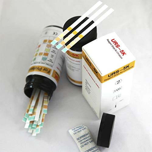 Itlovely 100Pcs URS-5K Glucose PH Protein Ketone Blood Urine Test Strip Reagent Strip for Urinalysis with Anti-VC Interference Ability