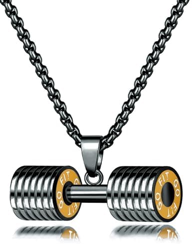 JAJAFOOK Jewelry Mens Women's Stainless Steel Fitness Gym Dumbbell