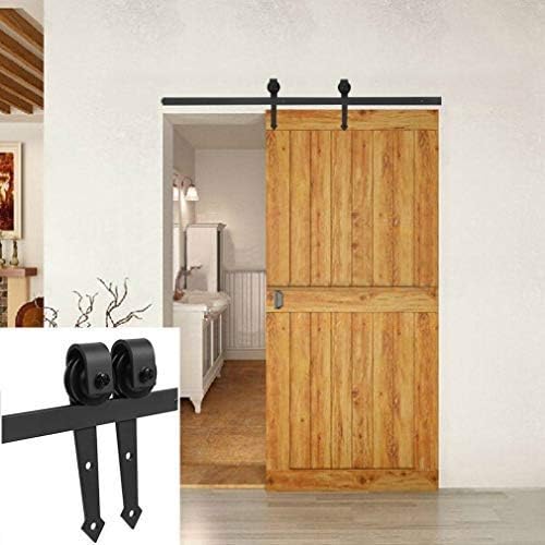 Modern Sliding Barn Door Closet Hardware Track Kit Track System Unit for Single Wooden Door (6FT/183CM, Arrow Shape)